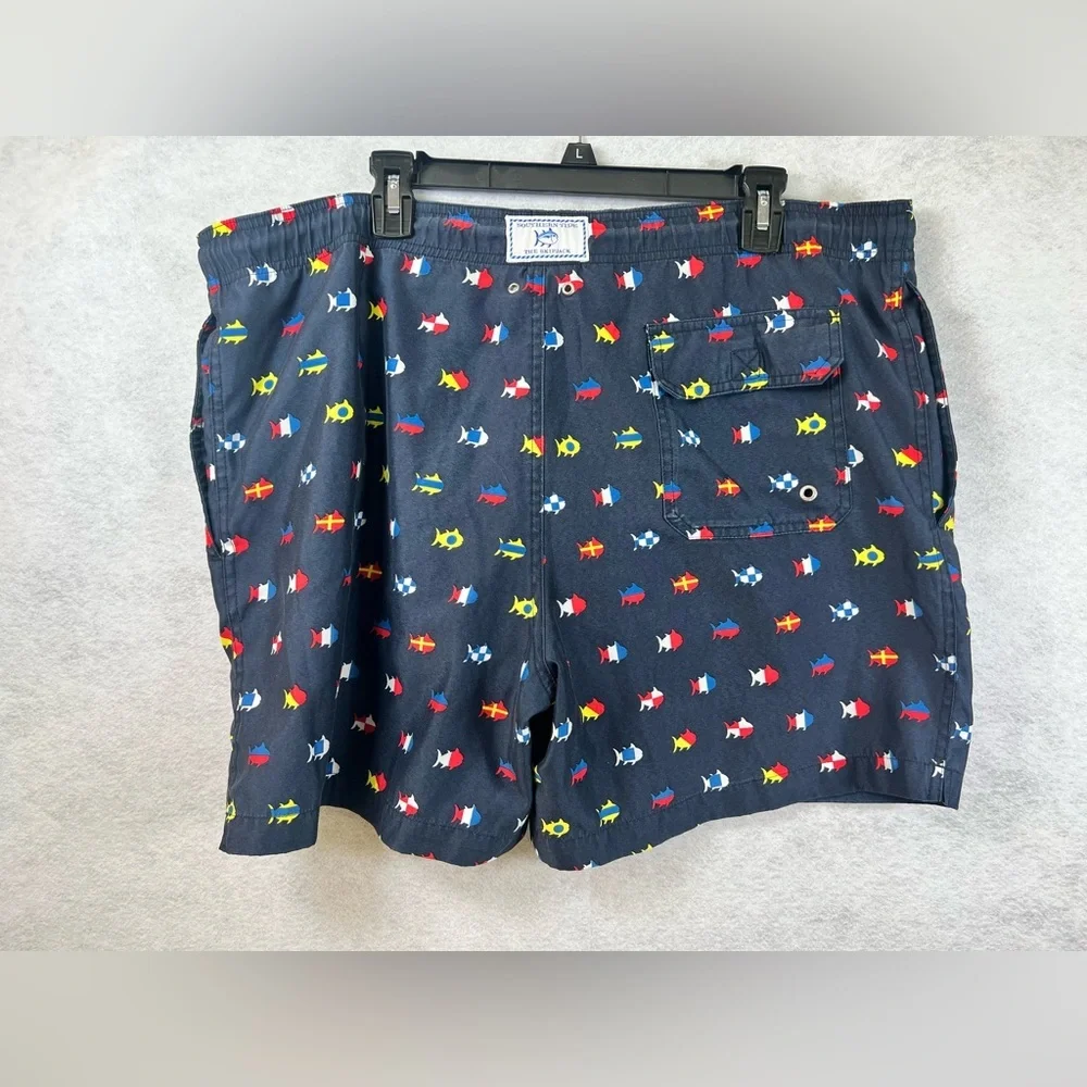 Nautical Flag Swim Trunk Yacht Blue by Southern Tide XXL 6 In Inseam H15‎